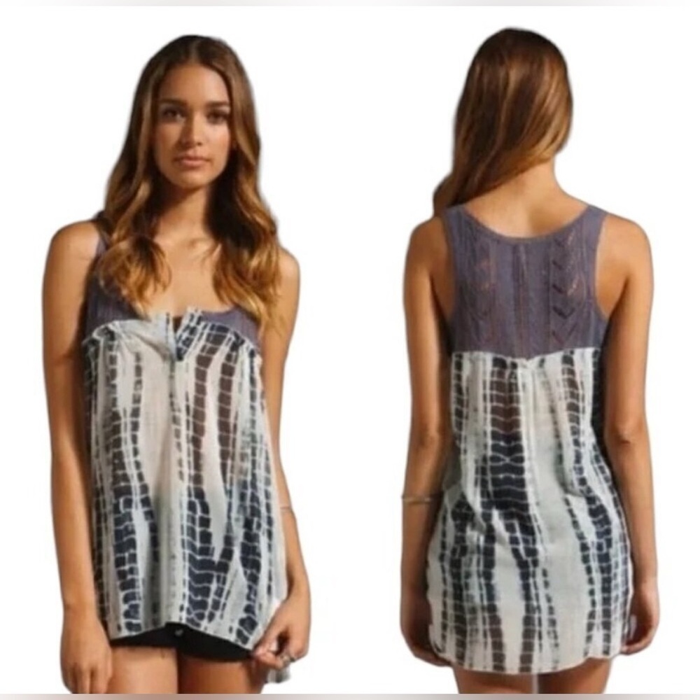 Free people Susquehanna crochet and tie dye loose oversized top medium